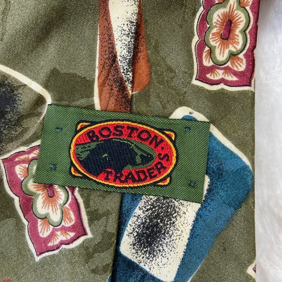 Vintage Boston Traders Abstract Floral Retro Business Casual Wedding Formal - Picture 5 of 5